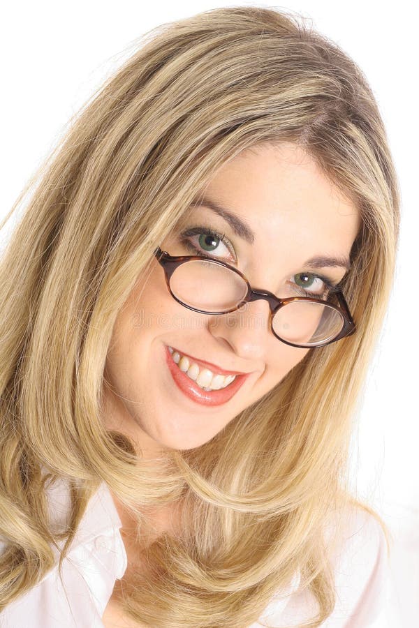 Pretty Blonde With Glasses Headshot Angle Royalty Free Stock Images