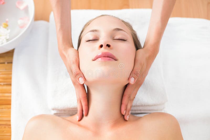 Pretty Blonde Receiving Head Massage Stock Photo Image Of Relaxation