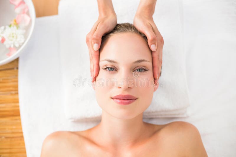 Pretty Blonde Receiving Head Massage Stock Image Image Of Care Female 55580405