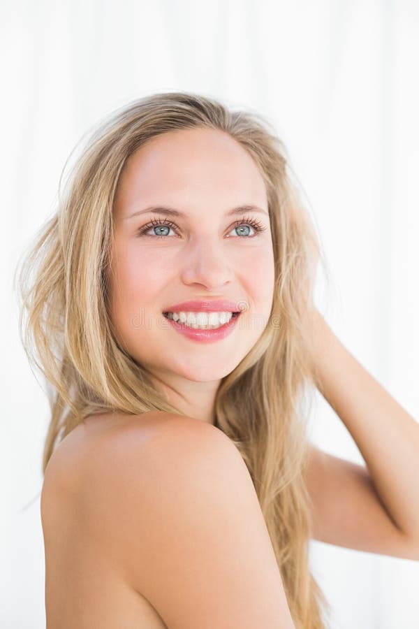 Pretty Blonde Sitting On Massage Table Stock Image Image Of Hand Light 55580621