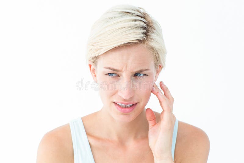 Pretty blonde with tooth pain stock images Pretty blonde with tooth pain stock images