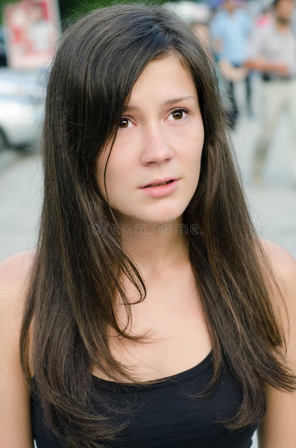 Pretty Brunette Woman In The Street Stock Image Image Of Brunette