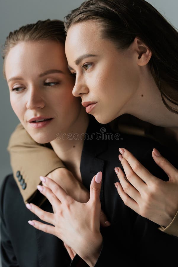 Hot Lesbian Brunette Posing As Elegant Groom Stock Image Image Of