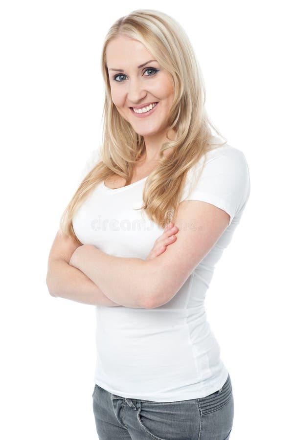 Image of Teenage Girl with Arms Crossed Stock Image - Image of happy ...