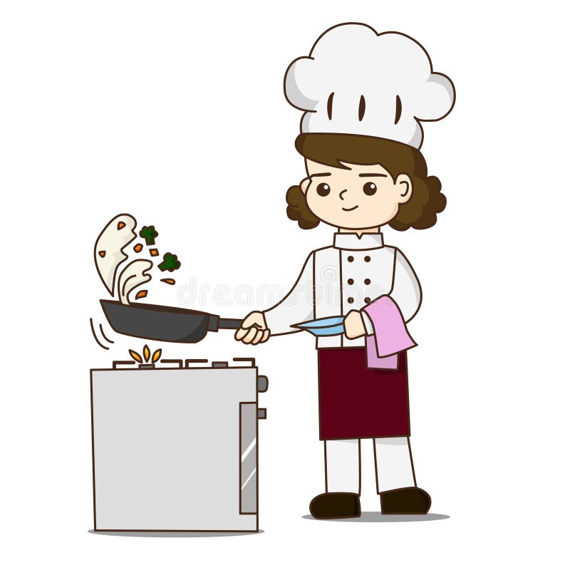 Cartoon chef flipping food kitchen flooring - TenStickers