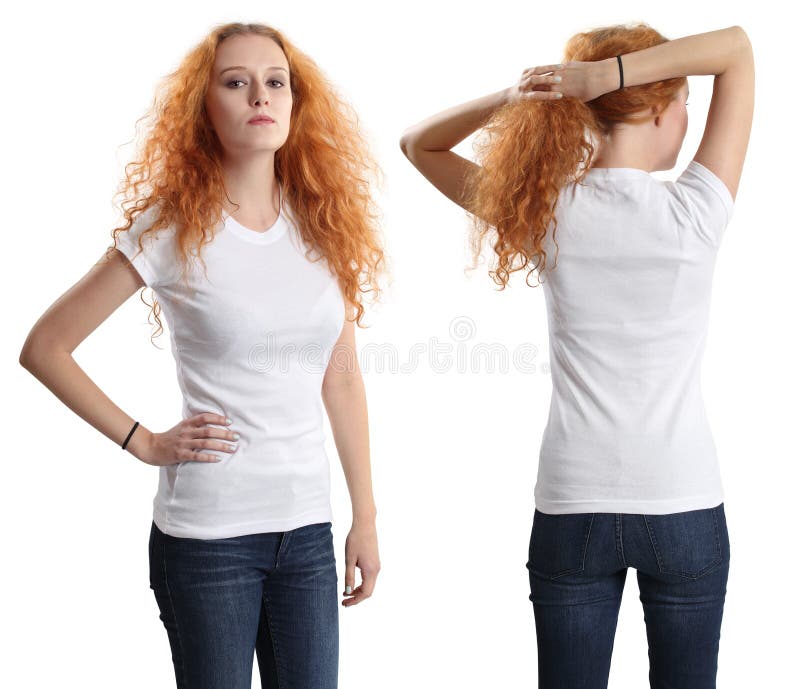 Pretty female wearing blank white shirt royalty free stock image Pretty female wearing blank white shirt royalty free stock image