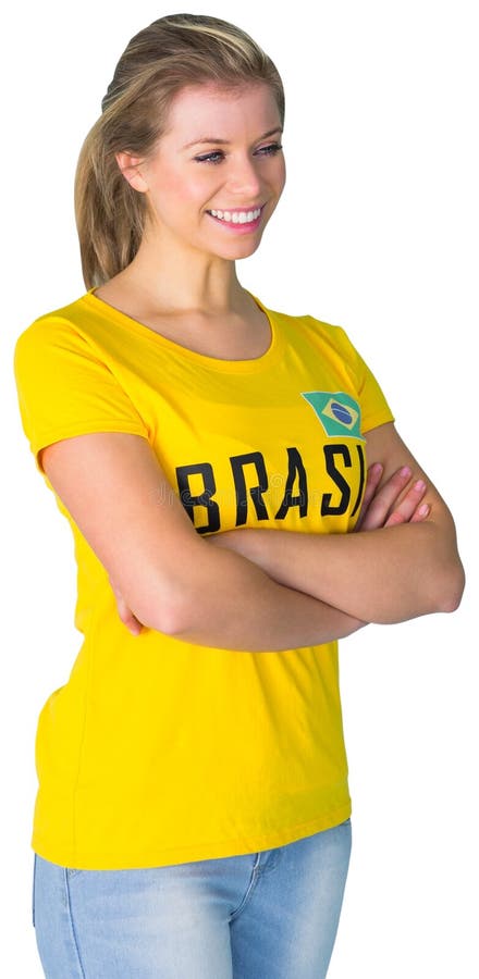 Happy Brazil Soccer Football Fan Stock Image Image Of Portrait Football 33083763