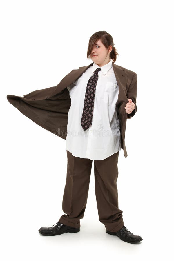 Pretty Girl in Big Suit stock photo. Image of confused - 14913758