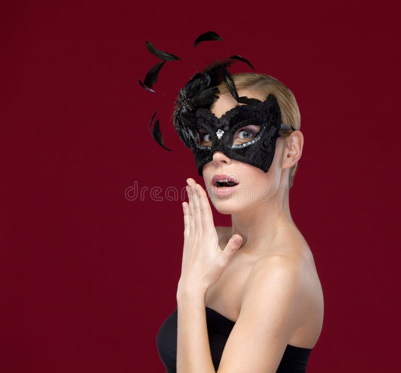 Pretty Girl with Black Masquerade Mask Stock Photo Image of black, celebration 26219854