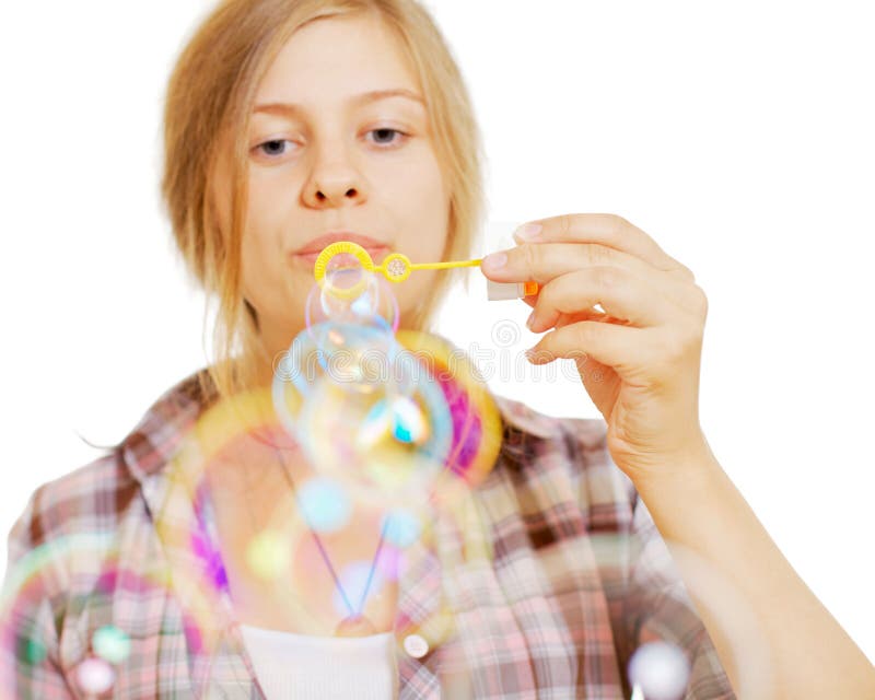 Pretty Girl Blowing Bubbles Stock Photo Image of adult, girl 20433270