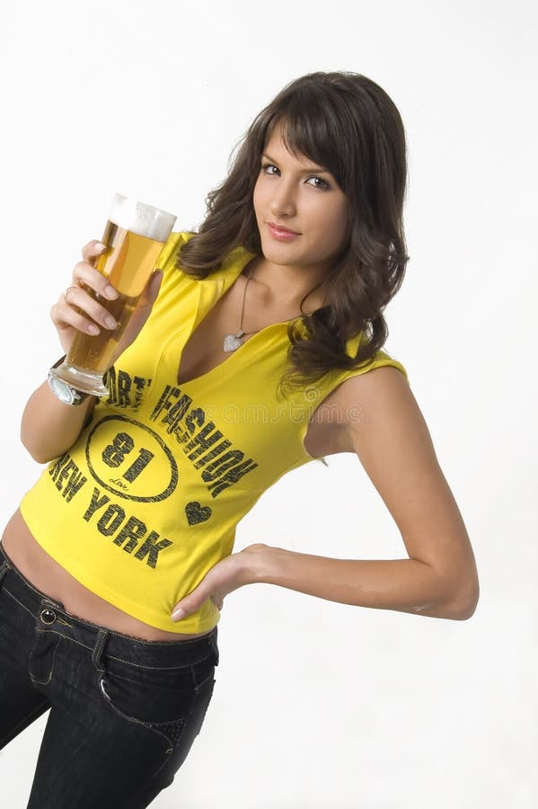 Pretty Girl Drinking Beer from the Glass Stock Image Image of bracer