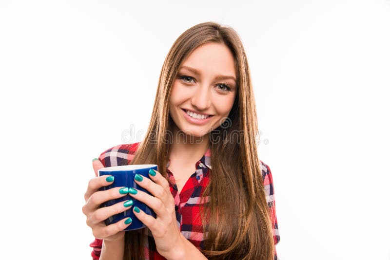 Pretty Girl Holding a Cup of Coffee Stock Image Image of hipster