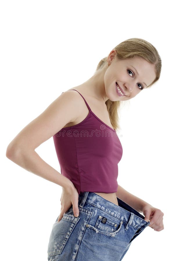 Pretty Girl in Jeans Lost Weight Stock Image - Image of beauty, lose ...