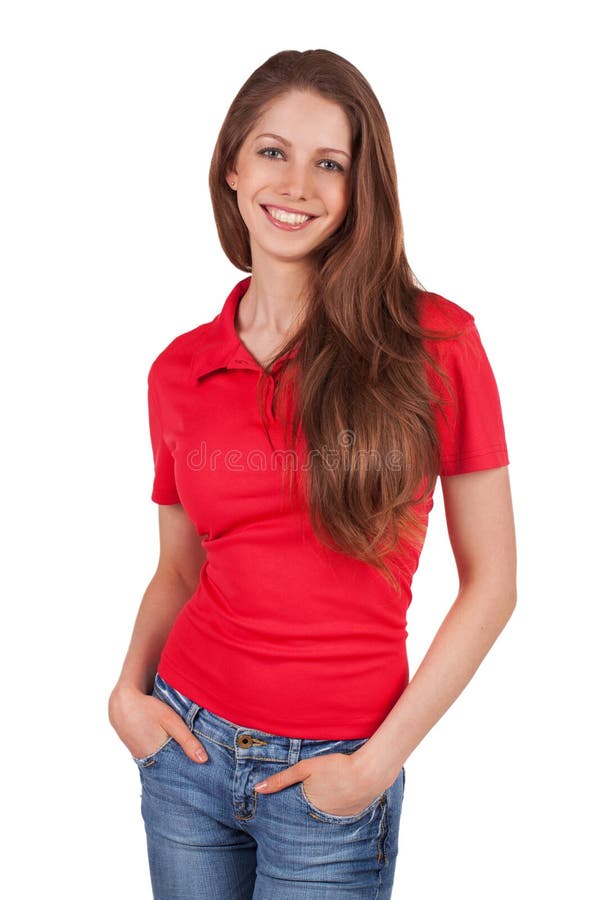 red t shirt jeans