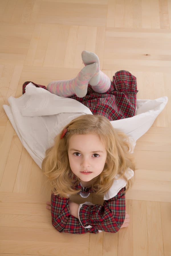Pretty Girl Lying on the Floor Stock Image Image of girl, christmas 8801841