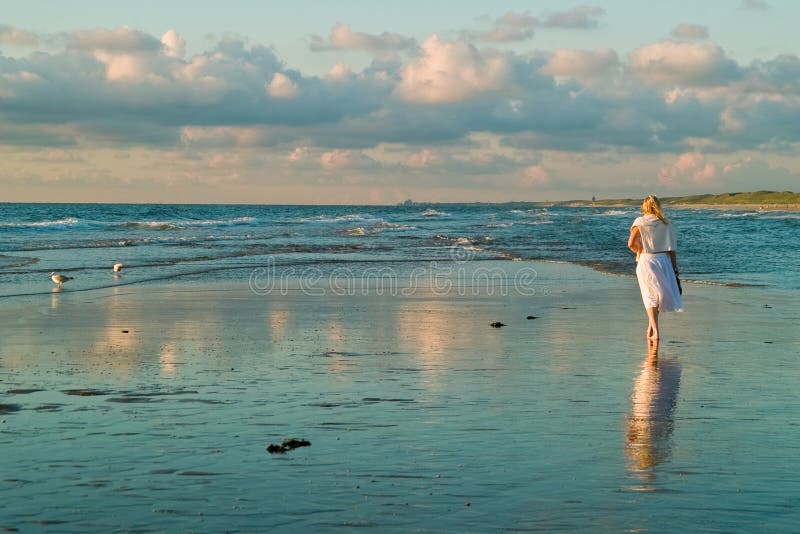 Pretty girl and the seagulls