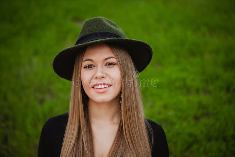 Pretty girl wearing hat stock image. Image of beauty 83795649
