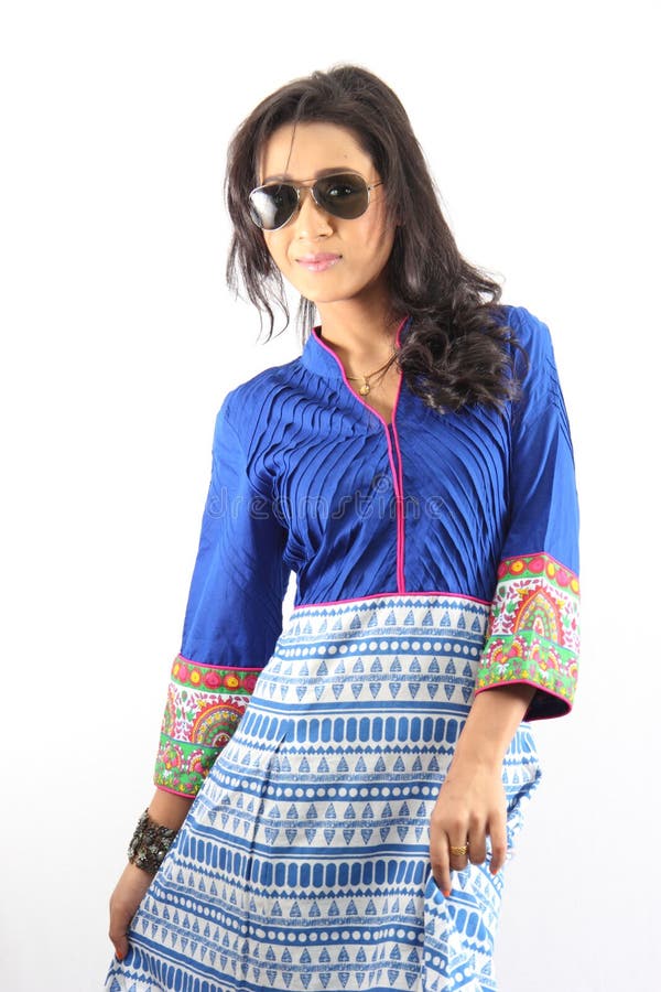 Pretty Indian Female Model Girl Wearing a Traditional Kurti Stock Photo ...