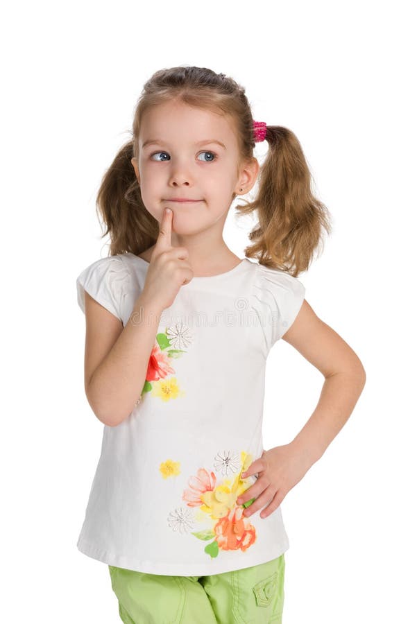 Pretty little girl thinks stock photo Pretty little girl thinks stock photo