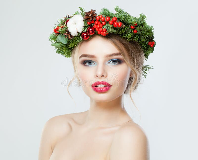 Pretty Model With Christmas Garland Xmas Concept Stock Image Image