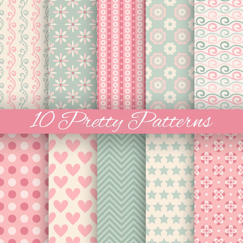 Pretty pastel vector seamless patterns (tiling, stock illustration Pretty pastel vector seamless patterns (tiling, stock illustration