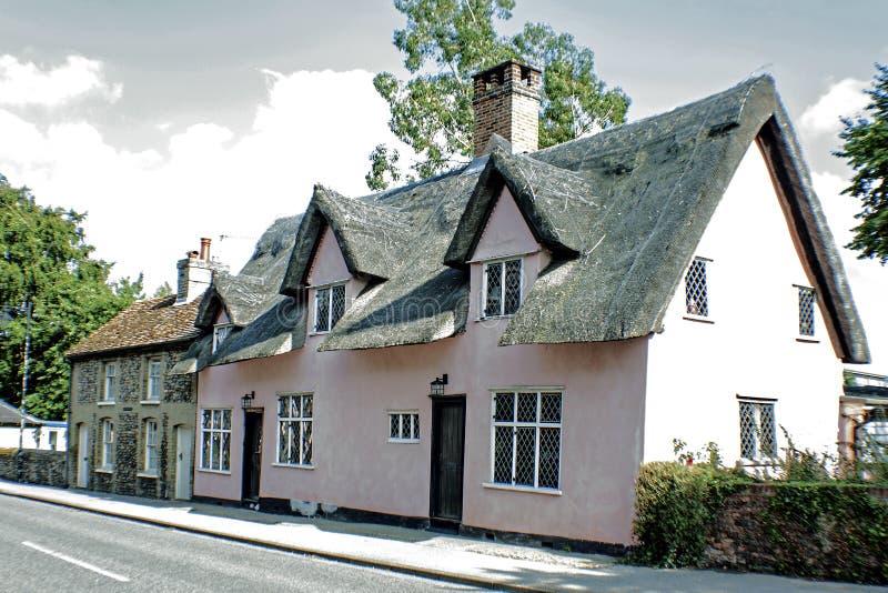 A Pretty Pink Cottage in Lavenham in Suffolk Stock Photo Image of