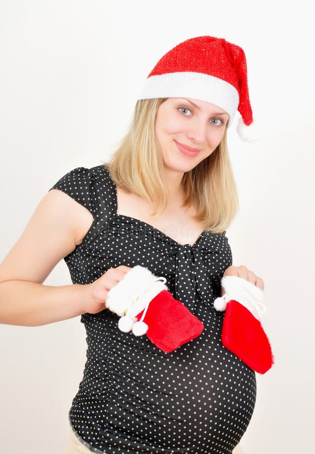 Female In Santa Hat And White Stockings Stock Image Image Of Expression Present 17042563