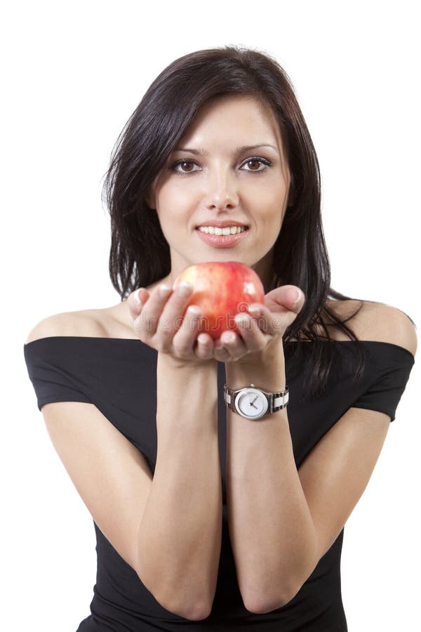 Pretty smile woman with apple