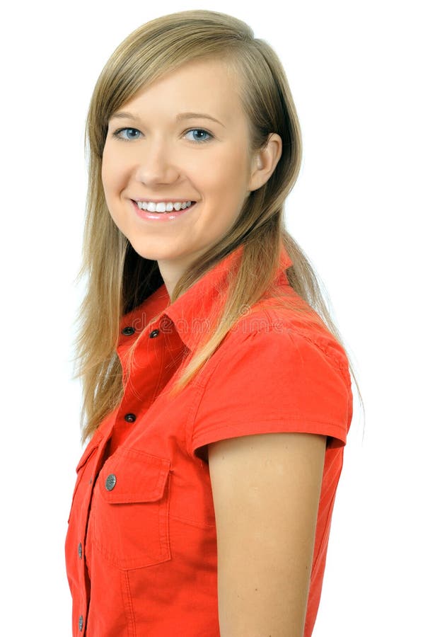 Pretty Smiling Young Girl In Red Shirt Picture. Image 6629068