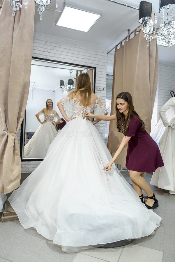 Pretty Tailor Measure Length of Wedding Dress Stock Image Image of