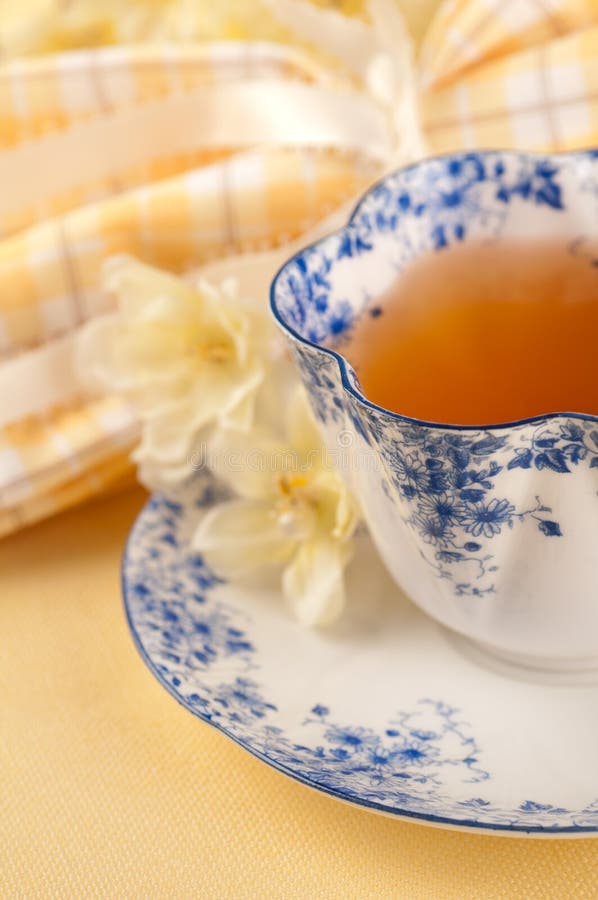 Pretty Tea Cup in Yellow Table Setting Stock Image Image of elegant