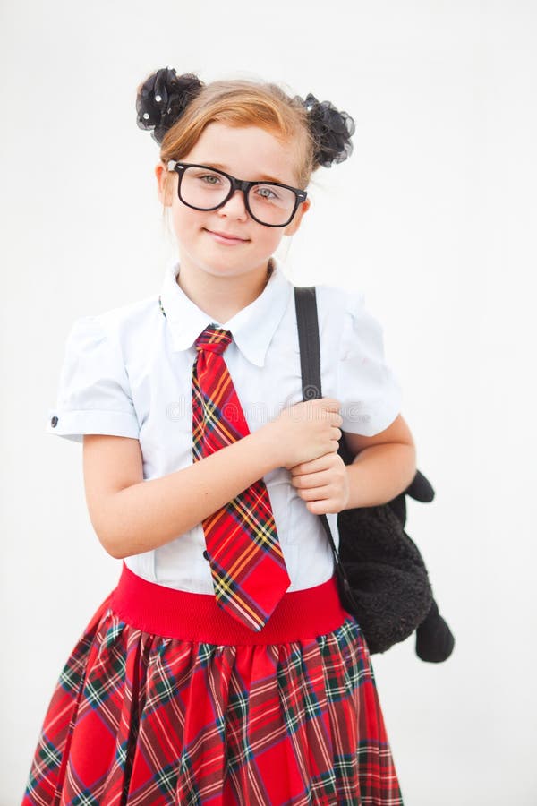 Pretty Teen Girl Wearing School Uniform And Schoo