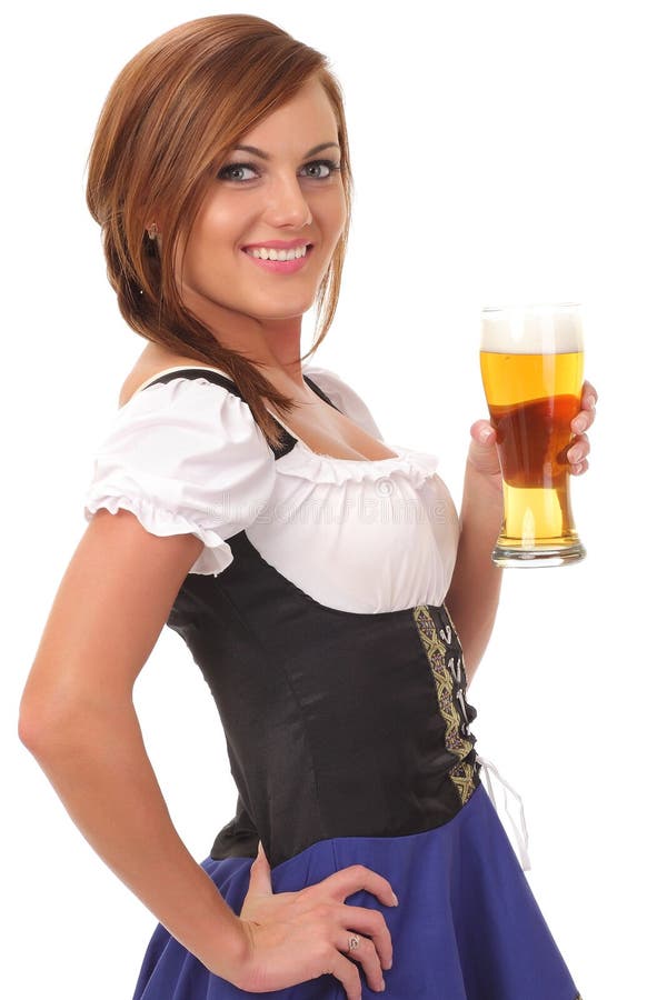 Pretty waitress with beer royalty free stock photography Pretty waitress with beer royalty free stock photography