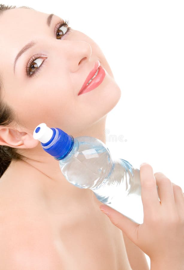 Pretty woman with bottle of water