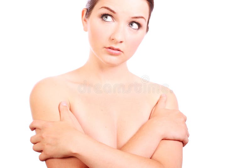 Woman Small Boobs Holds Big Orange Fruits Stock Photo - Image of small,  bigger: 193677060