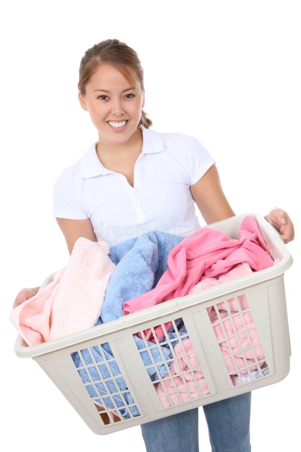 Pretty Woman Doing Laundry stock image. Image of house 7406275