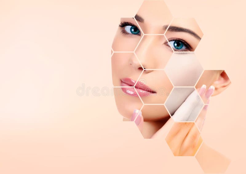 Pretty woman face, skin treatment