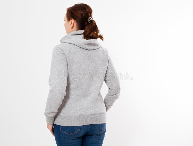 Download Woman In Gray Sweatshirt, Hoodies. White Background - Gray ...