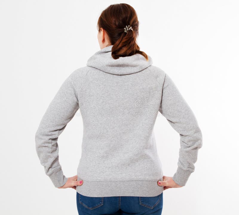 Download Woman In Gray Sweatshirt, Hoodies. White Background - Gray ...