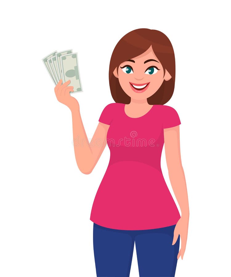 Girl with money clipart