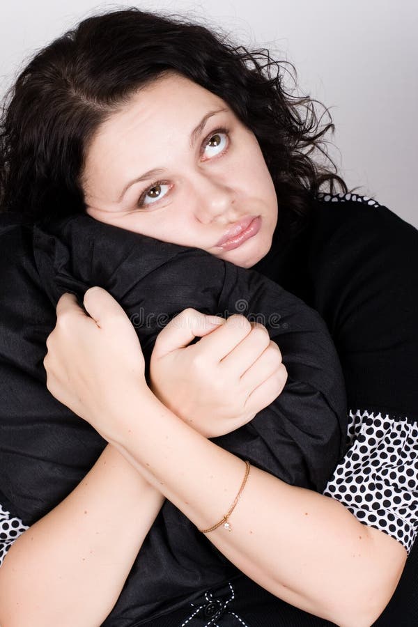 Pretty Woman Holding A Pillow Stock Image Image Of Clean Female