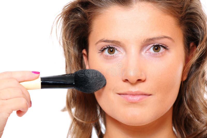 Pretty Woman Putting on Makeup Stock Image - Image of beautiful, clean ...