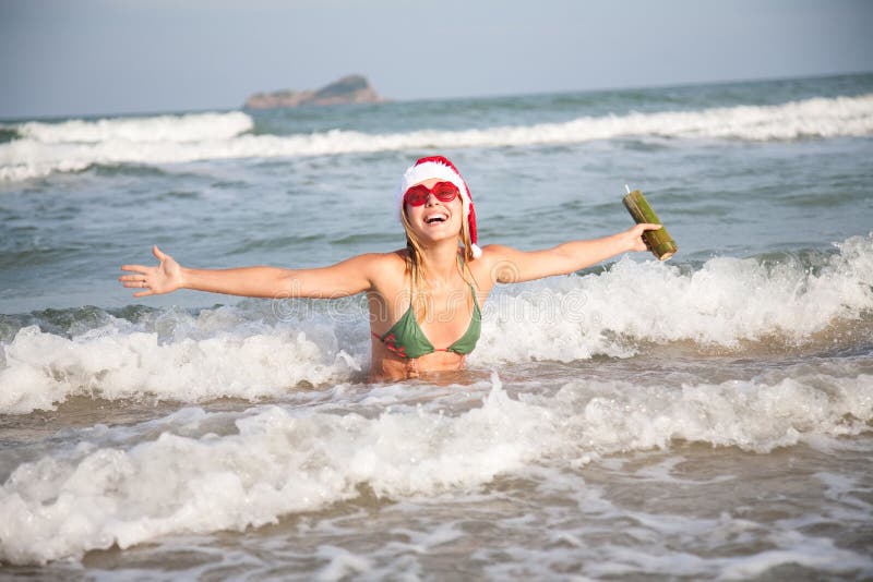 Pretty Woman Relaxing On The Beach