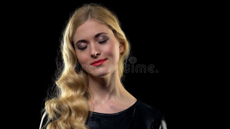 Pretty woman thinking about pleasure moment, remembering date, erotic fantasy stock image Pretty woman thinking about pleasure moment, remembering date, erotic fantasy stock image