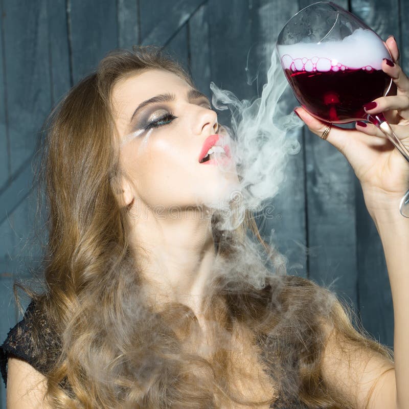 Pretty Woman With Wine Glass Stock Image Image Of Face