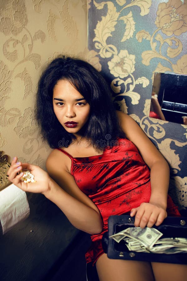 Pretty Young Woman Restroom Money Like Prostitute Stock Photos Free