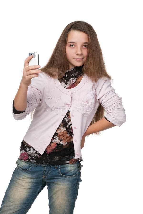 Pretty Young Girl With A Cell Phone Stock Image Image Of Casual Contemporary 49009043 