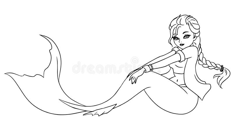 Cute Cartoon Mermaid Coloring Book Little Stock Vector (Royalty Free)  1928243714