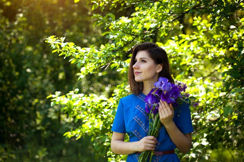 Pretty Young Woman in the Garden Stock Image - Image of glamour ...