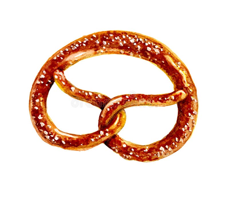 Pretzel de la acuarela con la sal imágenes de archivo libres de regalías Pretzel de la acuarela con la sal imágenes de archivo libres de regalías